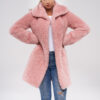 Różowy Pluszowy Płaszcz Teddy Bear ze Sztucznego Futra